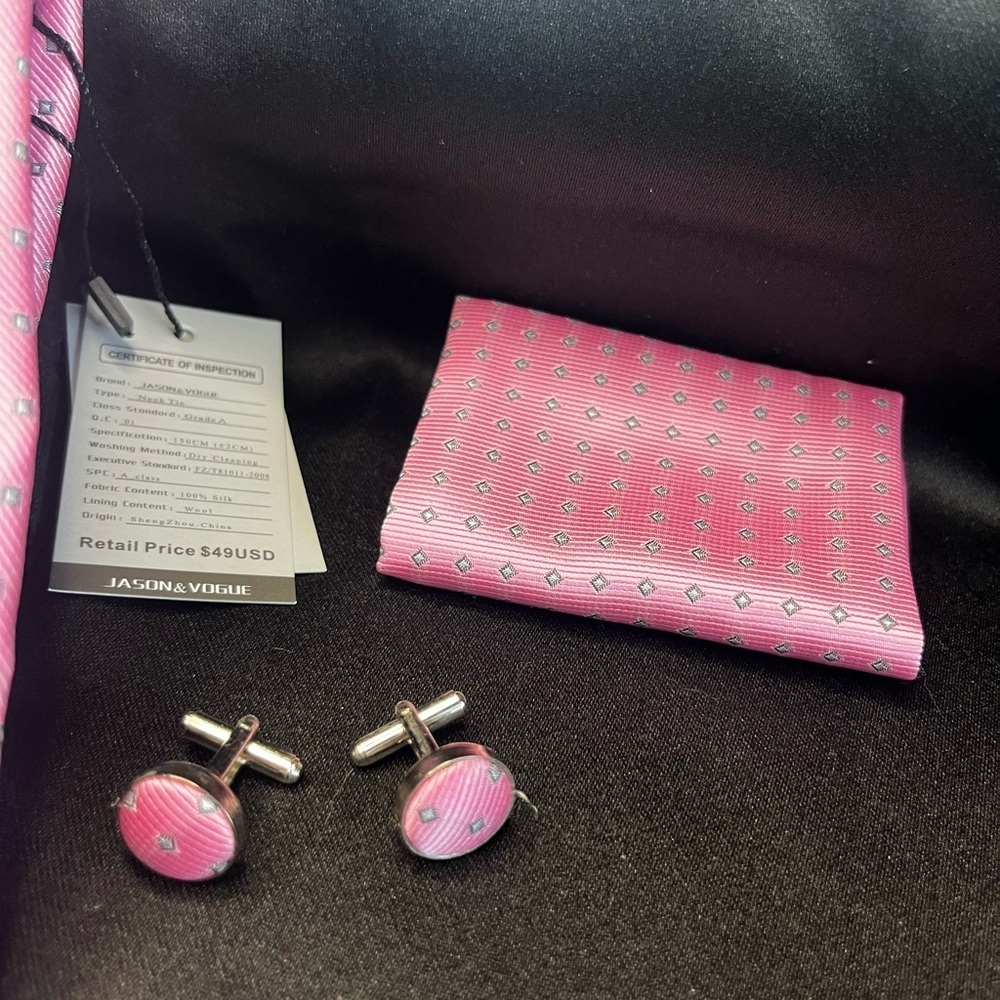 Pink Patterned Tie Set - Picture 3 of 3